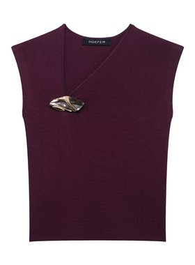 WMXZ春季2142002新款圆领金色镶饰显瘦百搭针织上衣女2142/002