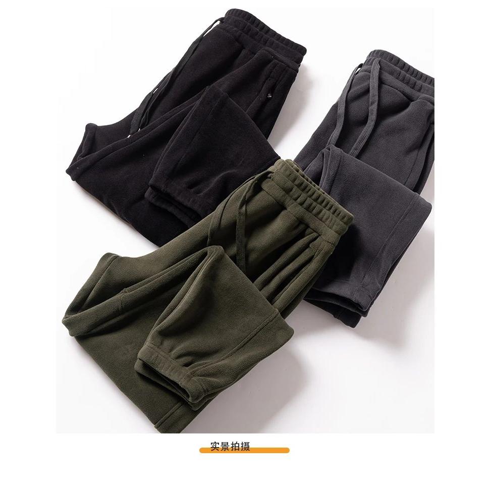 拼接剪裁松紧腰双面摇粒绒长裤