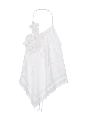 WMXZ秋季6895240新款不对称露背性感花朵装饰吊带上衣女6895/240