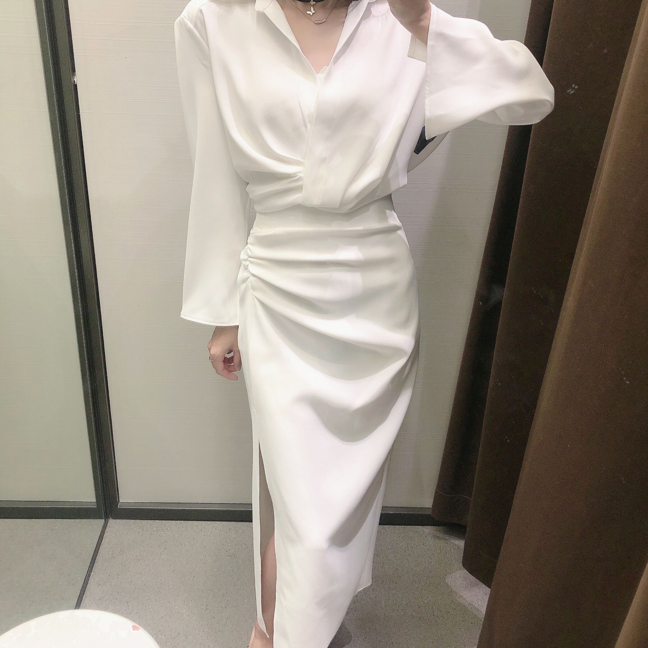 WMXZ自制2021夏季新款高腰开叉垂褶直筒裙半身裙8006878 8000878_虎窝淘