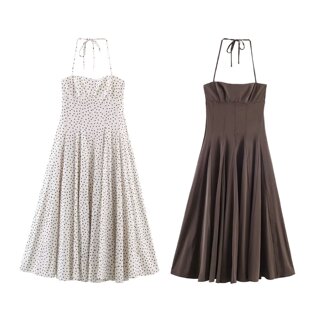 挂脖蝴蝶结系带优雅迷笛连衣裙女772 354 772354新款 WMXZ春季