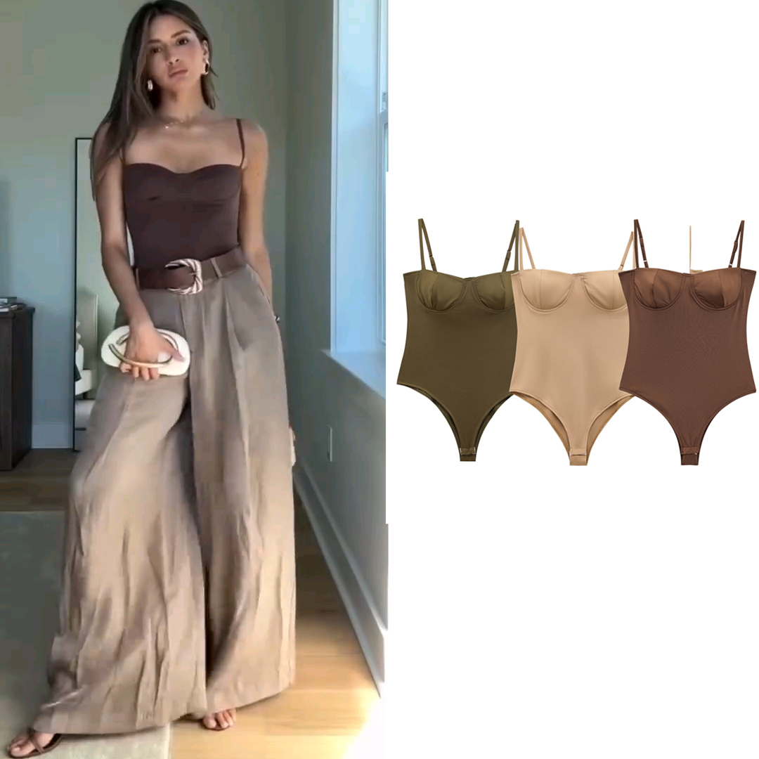 WMXZ春季新品女装百搭修身显瘦高腰丝缎质感内衣式连体衣 1355001