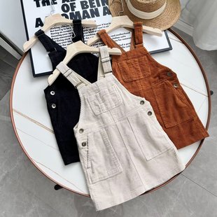 女童/童装/少女灯芯绒背带连衣裙肩带可调节学院风春装460675