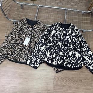 WMXZ秋季新款圆领时尚印花单排扣V领长袖宽松休闲棉服外套