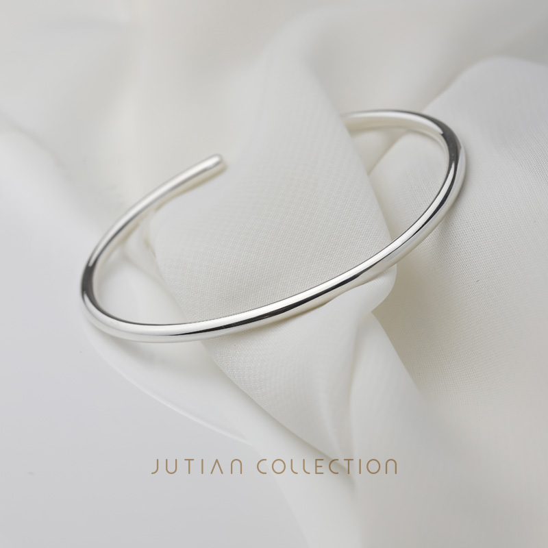 ins潮风光面基本款百搭纯银手镯