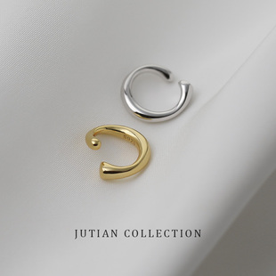 JUTIAN S925纯银耳骨夹ins潮简约无耳洞耳扣男女耳饰 冷淡风时髦