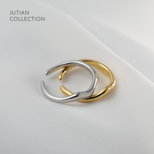 JUTIAN女925纯银日韩不规则戒指