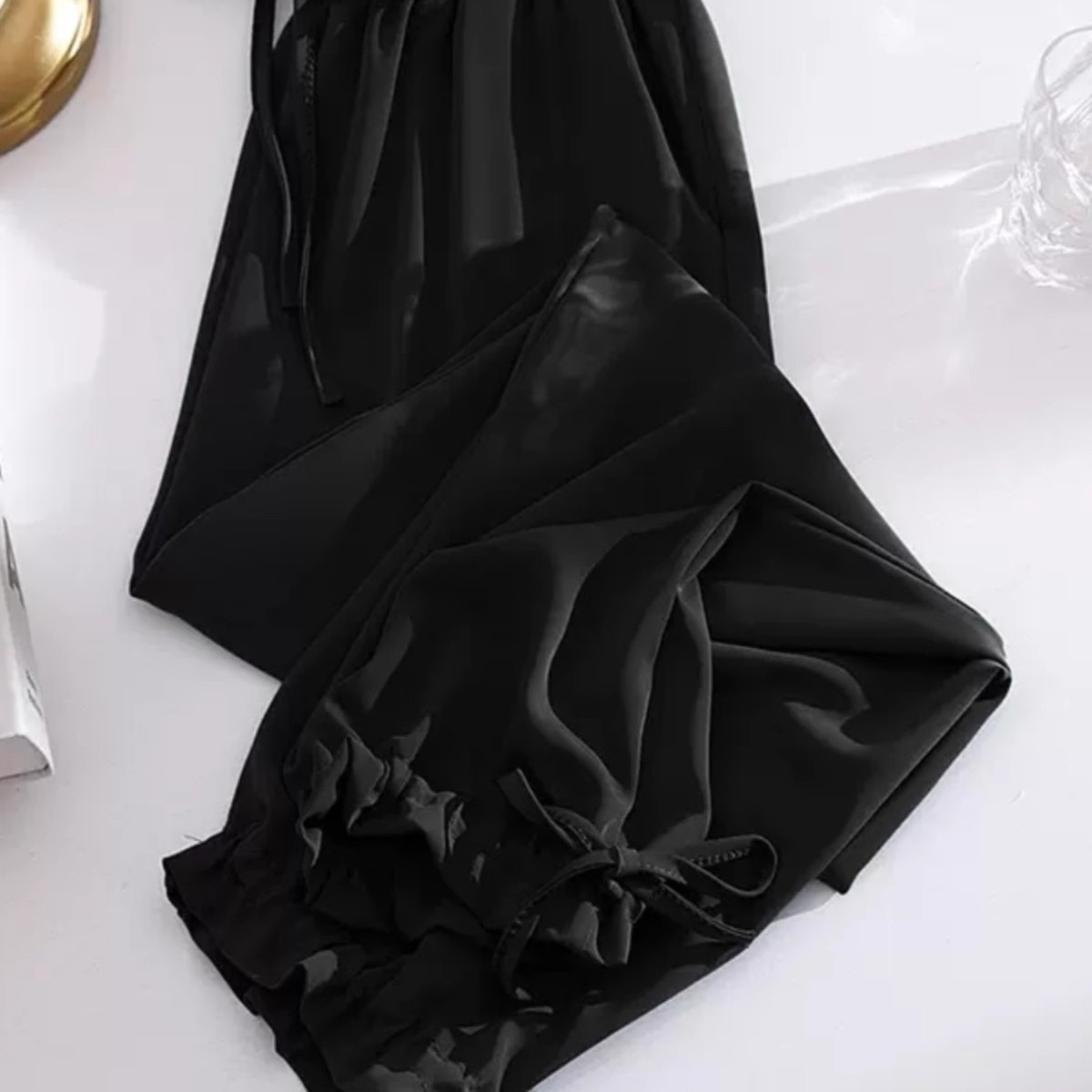 黑色冰丝运动裤女夏季雪纺速干裤