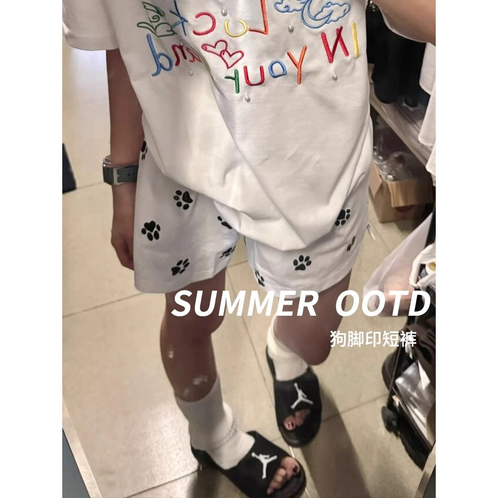 清仓捡漏白色狗爪短裤女夏季薄款