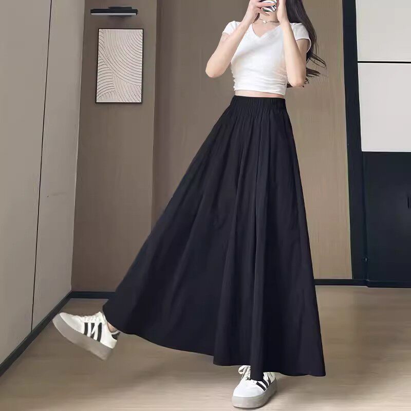 清仓捡漏~黑色山本裙裤女夏薄款高腰a字半身长裙垂感冰丝阔腿裤裙