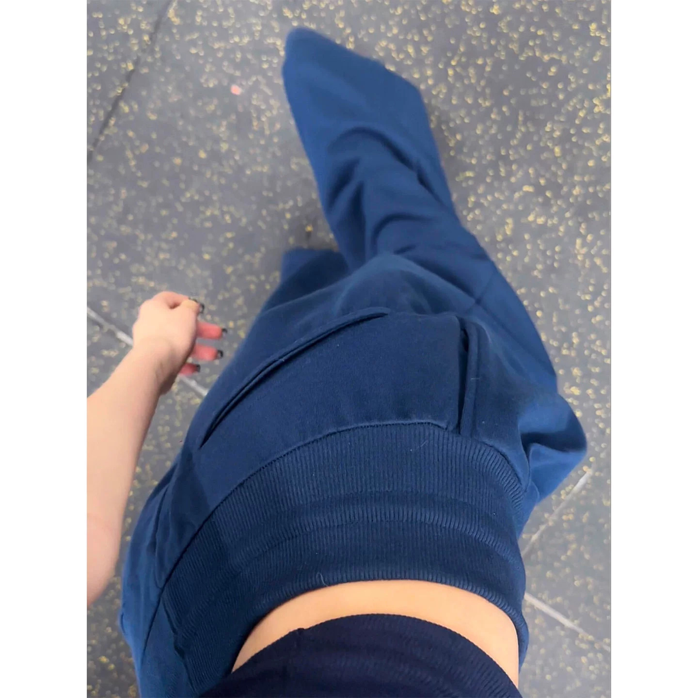 美式复古抽绳褶皱运动裤女阔腿裤