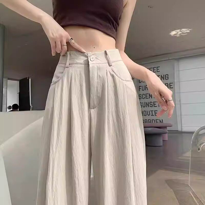 清仓捡漏冰丝棉麻阔腿裤女春夏薄款高腰垂感山本裤直筒休闲西装裤