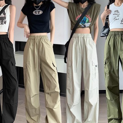 清仓捡漏工装裤女夏季高腰束脚