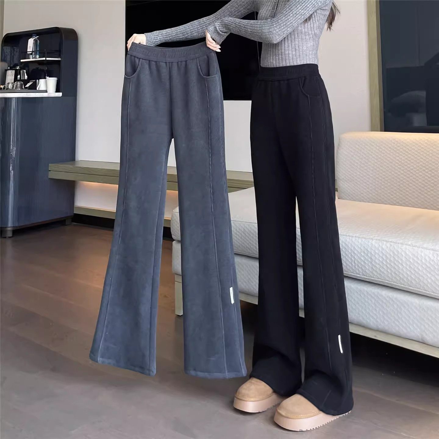 清仓捡漏羊羔绒微喇叭裤秋冬雪尼尔加绒加厚女士保暖灯芯绒棉裤子,女装/女士精品,大码裤装,淘宝优惠券,粉丝福利购,淘宝优惠卷