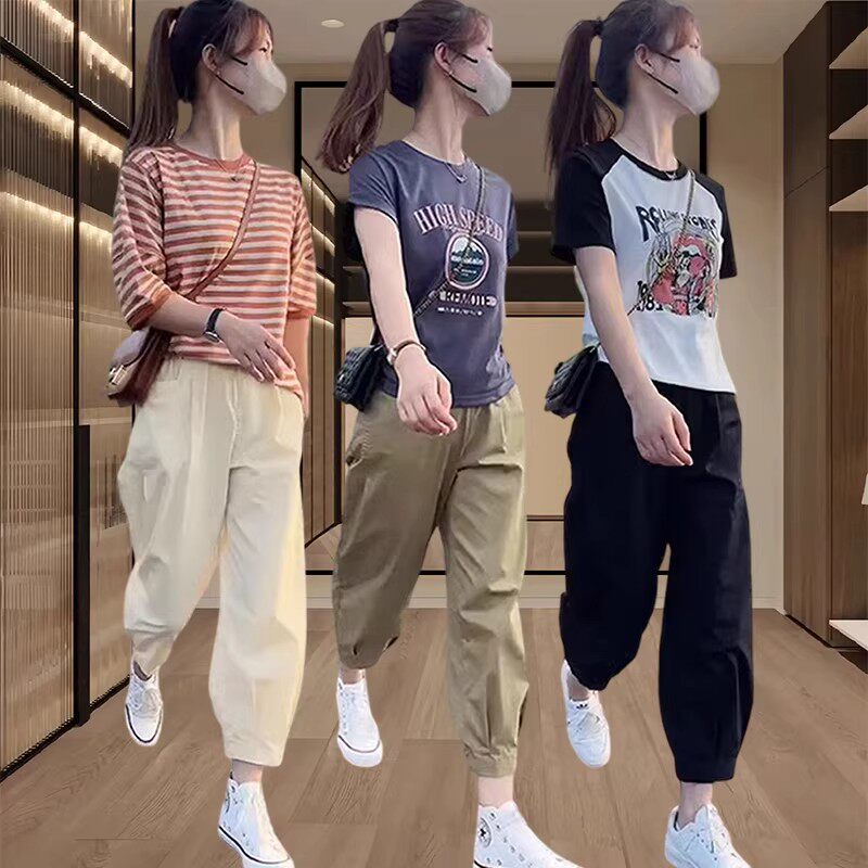 八分裤休闲阔腿裤女小个子夏薄款
