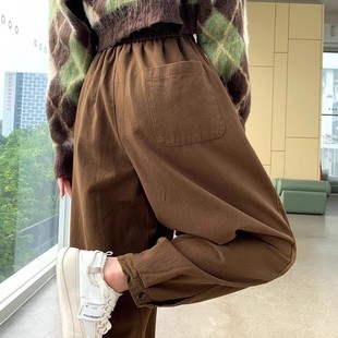 设计感高腰宽松束脚老爹裤 清仓捡漏复古哈伦休闲裤 女春秋2025新款