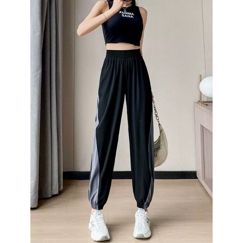 清仓捡漏冰丝跑步速干运动裤女2026夏季薄款显瘦束脚休闲哈伦裤子