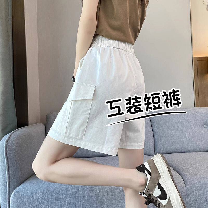 白色速干工装短裤女夏季薄款外穿