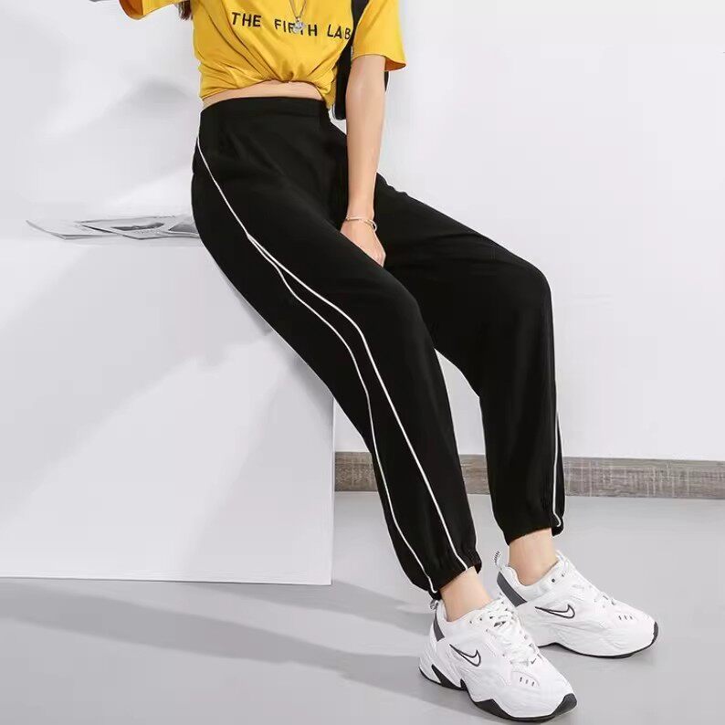 清仓捡漏冰丝束脚运动裤女夏季防蚊防晒休闲小个子速干九分哈伦裤