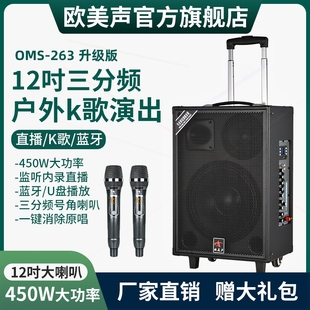 欧美声263专业户外音响K歌唱歌演广场舞拉杆音箱12寸出移动大功率