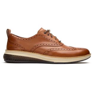 布洛克鞋 Haan男士 透气软底缓震轻便系带圆头雕花橡胶底 Cole 代购