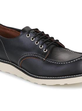 代购Red Wing男士乐福鞋透气舒适耐用防滑黑色系带低帮缝线工艺