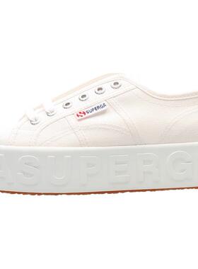 代购Superga女士帆布鞋舒适防滑轻便耐磨白色低帮系带橡胶底