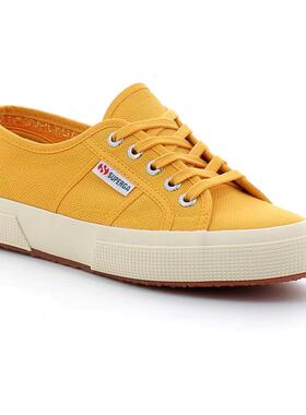 代购Superga女士帆布鞋轻便透气耐磨舒适黄色织物鞋面橡胶鞋底