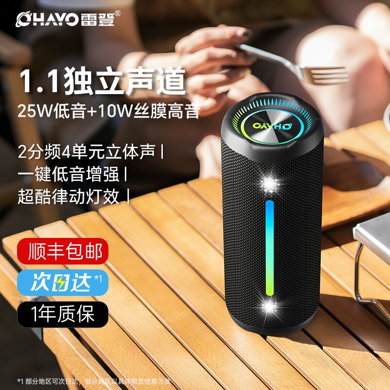 雷登X10蓝牙音箱30W大音量便携式音响高音质超重低音炮户外防水小