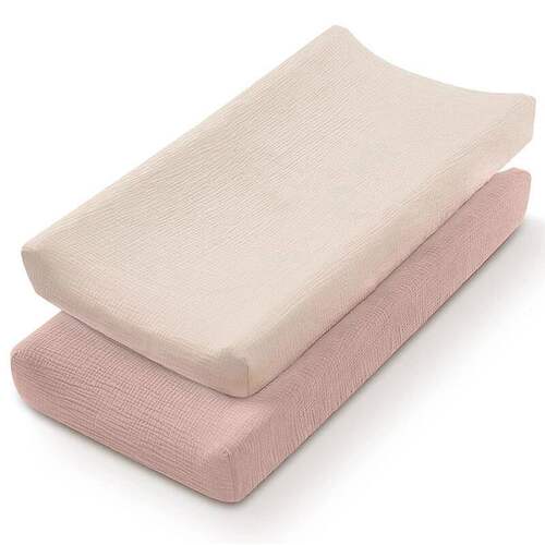 2PCS Baby Changing Pad Cover 100% Cotton Fitted Diaper