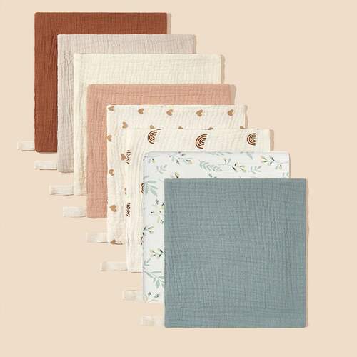 5 Packs (Color Random) Muslin, Baby Burp Cloth,