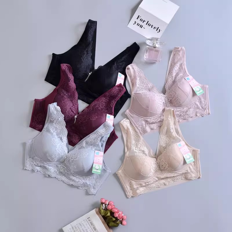 蕾丝无钢圈薄杯背心式文胸