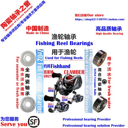 21钓邦克莱博陶瓷轴承|21 Fishband CLAMBER 6.6/7.3/8.1 Bearing