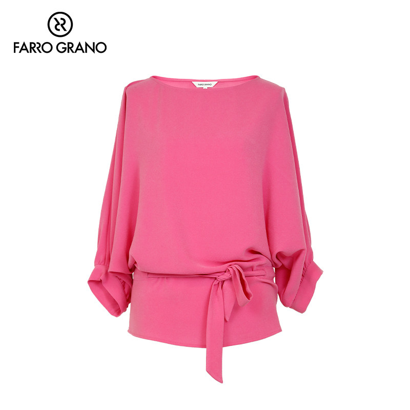 farrograno/菲诺格诺【轻奢醋酸】新款圆领设计感个性女士衬衫