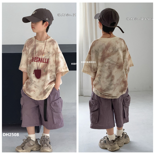 大e小e夏新款 T恤中大童儿童童装 潮学生韩版 2508 男童女童扎染短袖
