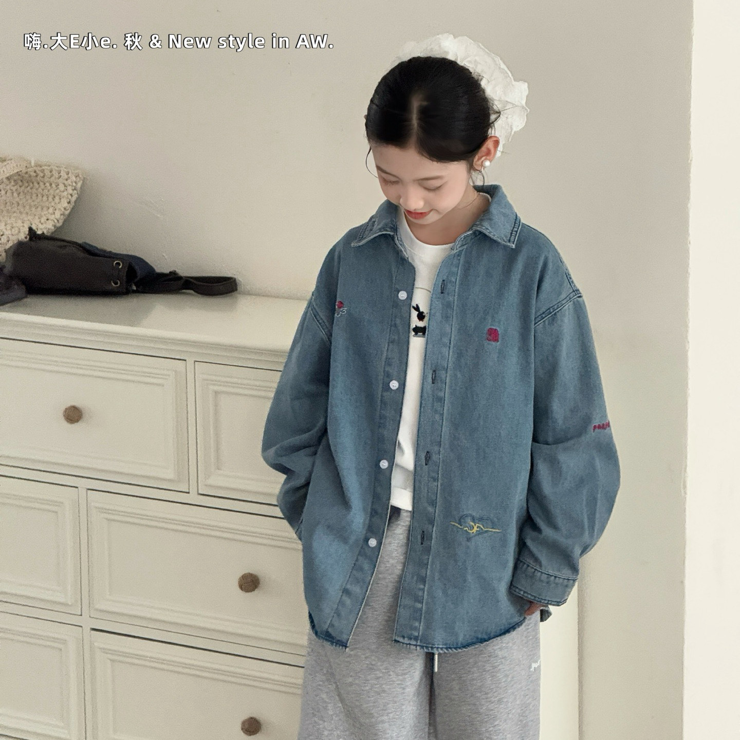 大e小e2025秋新款男童女童牛仔衬衫儿童外套韩版中大童儿童25190,童装/婴儿装/亲子装,儿童牛仔衬衫,淘宝优惠券,粉丝福利购,淘宝优惠卷