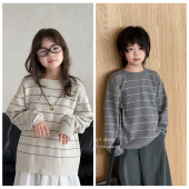 打底衫 2025秋冬男女儿童条纹羊毛毛衣软糯针织衫 上衣52839 童装