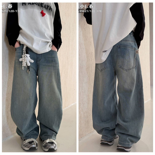大e小e2025春新款男童女童牛仔裤宽松百搭韩版中大童儿童潮99621