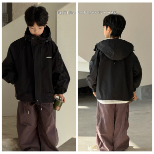 潮662 中大童儿童童装 大e小e2026春新款 男童女童冲锋衣外套拉链衫