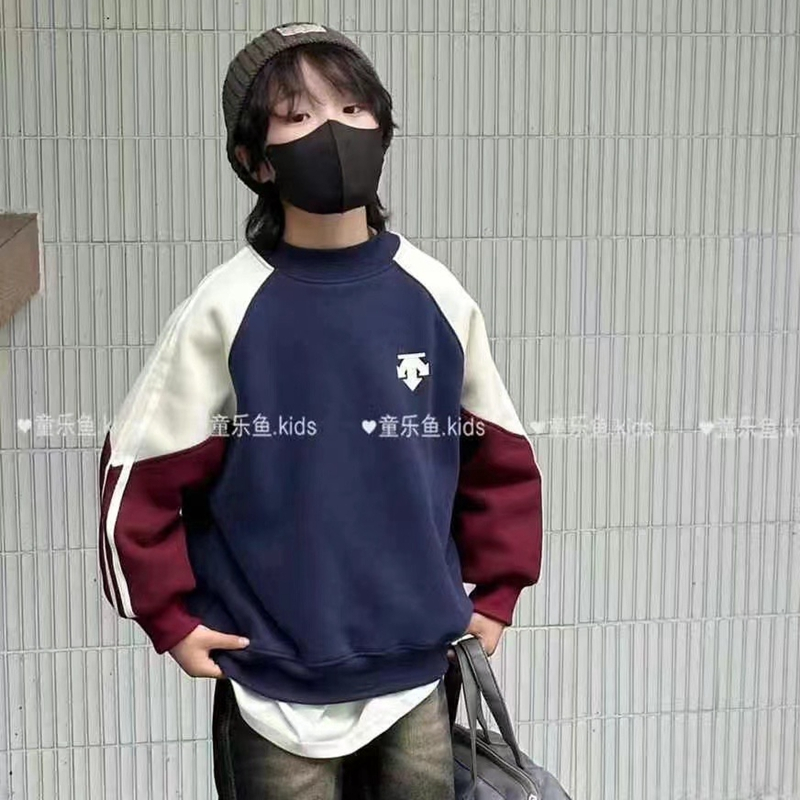 童乐鱼2024冬男童加绒卫衣儿童潮