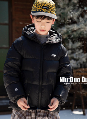 牛哆哆2025冬新款男童女童羽绒服外套儿童90白鸭绒童装韩版55155