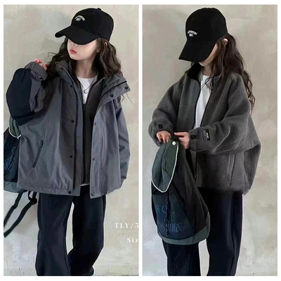 童乐鱼2024冬男女童三合一冲锋衣