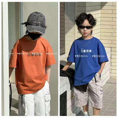 童乐鱼2025夏男童纯棉短袖T恤潮