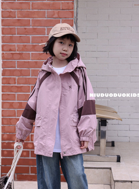牛哆哆2024秋款女童冲锋衣外套拉链衫夹克衫中大童儿童童装77695