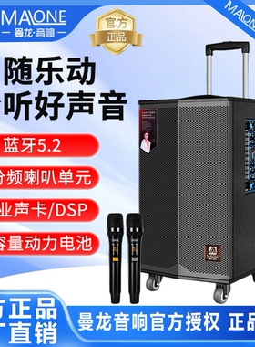原装曼龙户外音响大功率专业k歌杆广场舞音箱带无线话筒声卡拉
