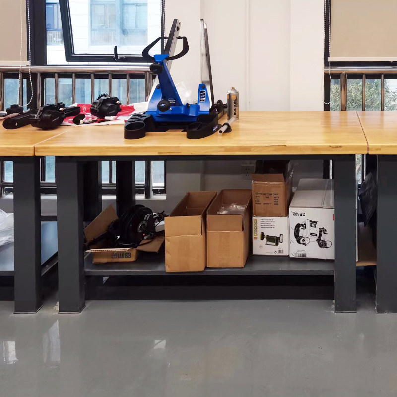 太孚 实木台面双层工作台 带底部置物板钳工台 车间品检工作桌