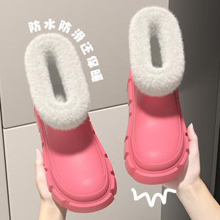 2025新款防水棉鞋女款冬季外穿可拆卸毛绒雨靴网红保暖雪地靴棉鞋