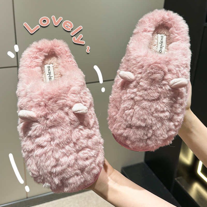 蝴蝶结棉拖鞋女士秋冬季2024新款