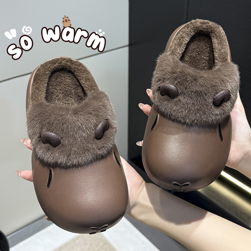 卡皮巴拉棉拖鞋冬季男童包跟外穿