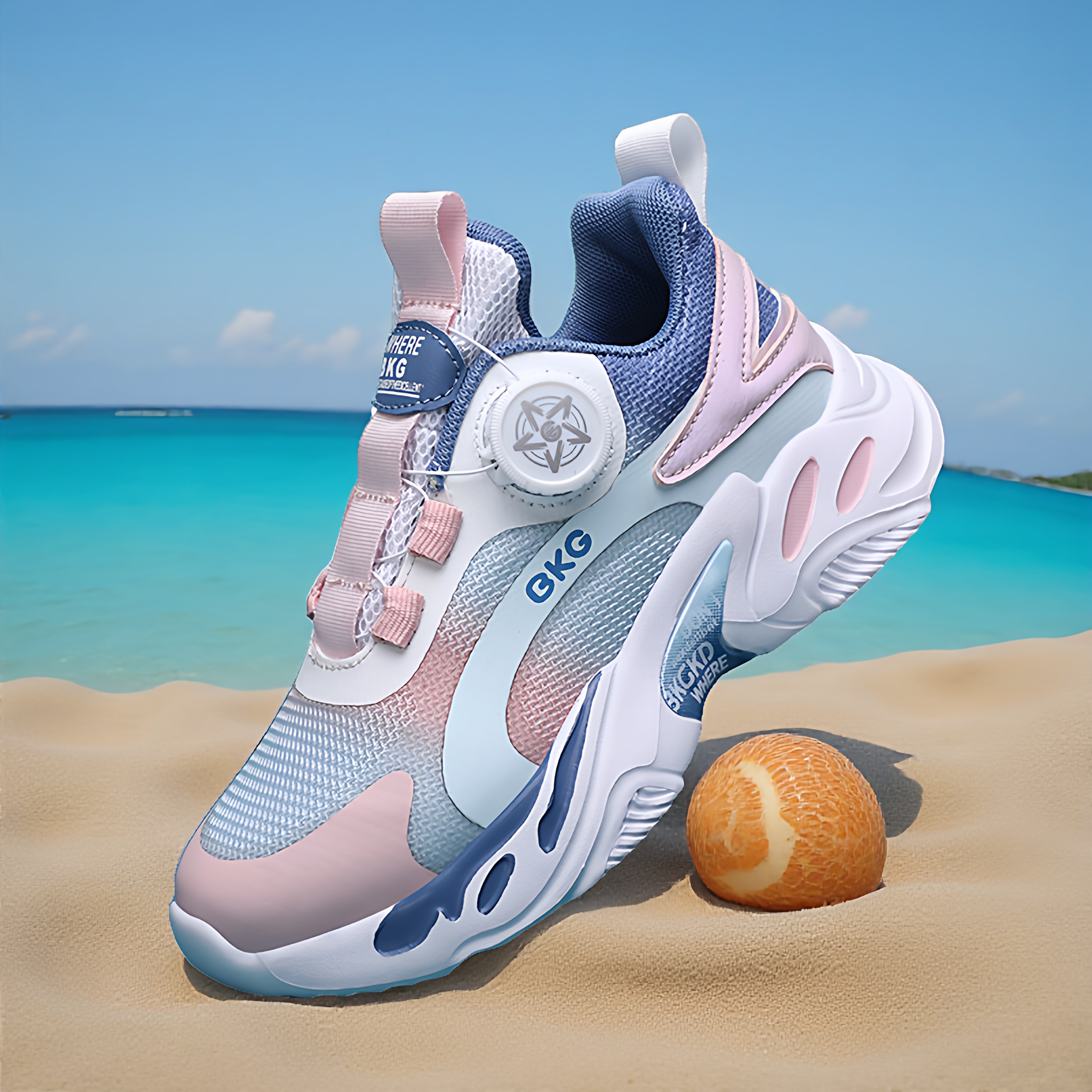 BKG女童鞋春秋款网面透气时尚运动鞋女孩软底防滑超轻休闲跑步鞋